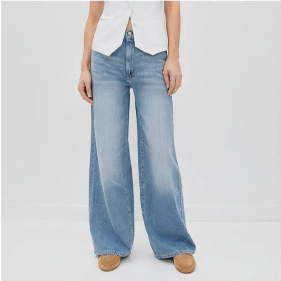 DL1961 Denim - DL1961 Hepburn Wide Leg High Rise Jeans Womens 29 River Bank Lightweight